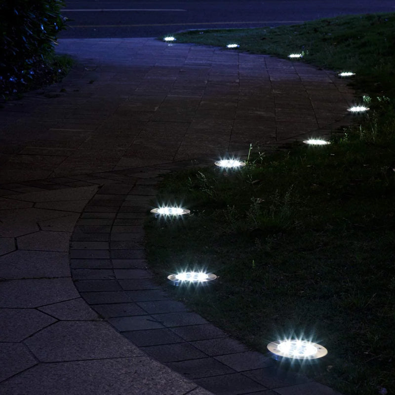 8-LEDS Waterproof Solar Ground Garden Lights