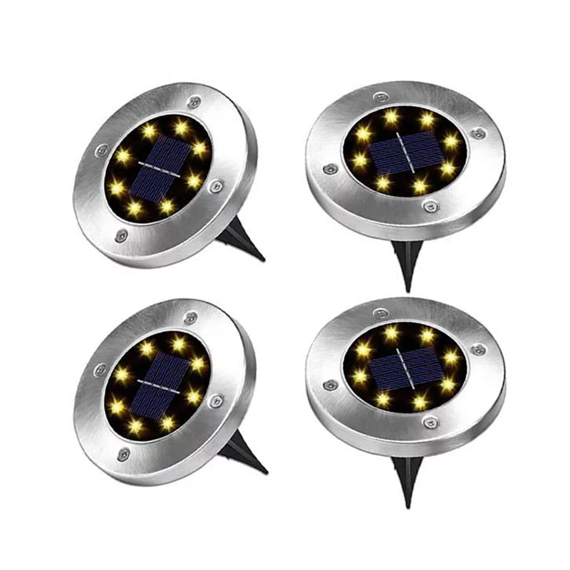 8-LEDS Waterproof Solar Ground Garden Lights