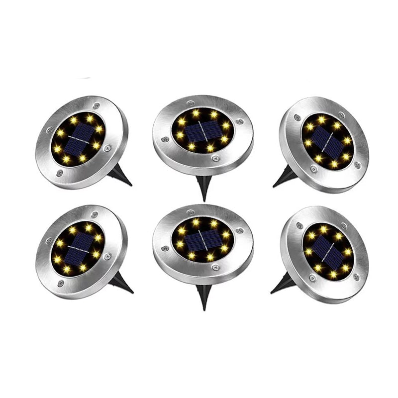 8-LEDS Waterproof Solar Ground Garden Lights
