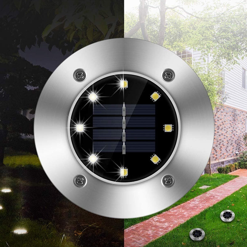 8-LEDS Waterproof Solar Ground Garden Lights