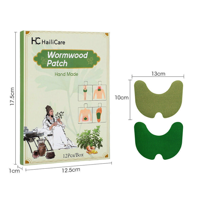 12/24 Count Warming Wormwood Herbal Plaster Heat Patches for Knees, Back, Neck, Shoulder