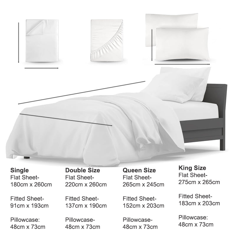 Hotel Quality Cottony Soft White Linen Fitted Flat Sheet and Pillowcases Set