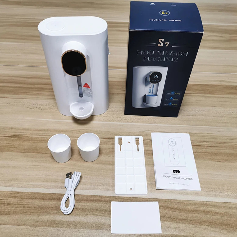Automatic Wall-Mounted Mouthwash Dispenser for Bathroom with Magnetic Cups - USB Rechargeable