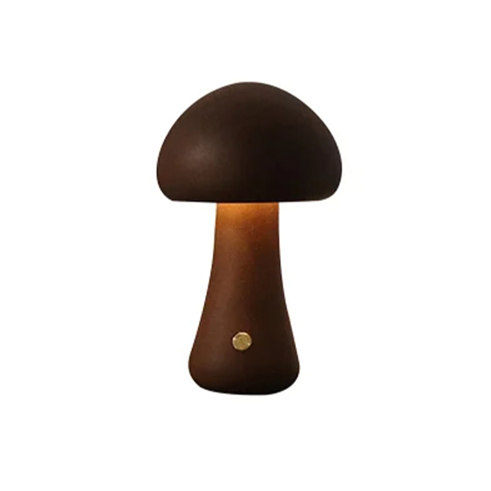 Wooden Mushroom LED Night Light for Bedroom - USB Rechargeable