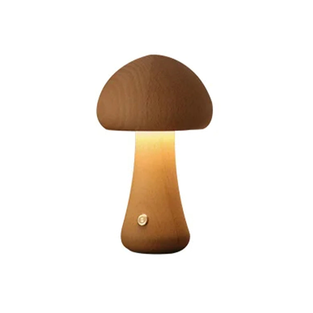 Wooden Mushroom LED Night Light for Bedroom - USB Rechargeable