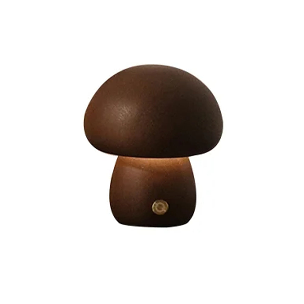 Wooden Mushroom LED Night Light for Bedroom - USB Rechargeable