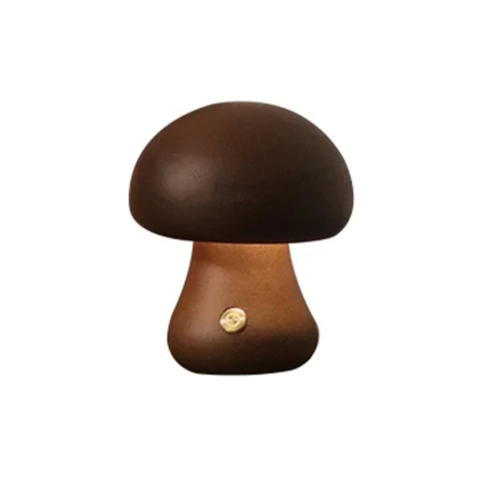 Wooden Mushroom LED Night Light for Bedroom - USB Rechargeable