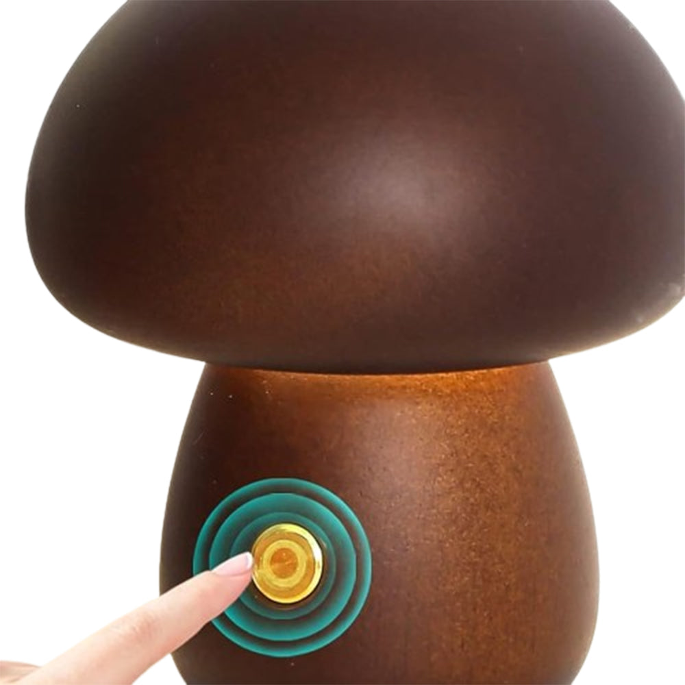 Wooden Mushroom LED Night Light for Bedroom - USB Rechargeable
