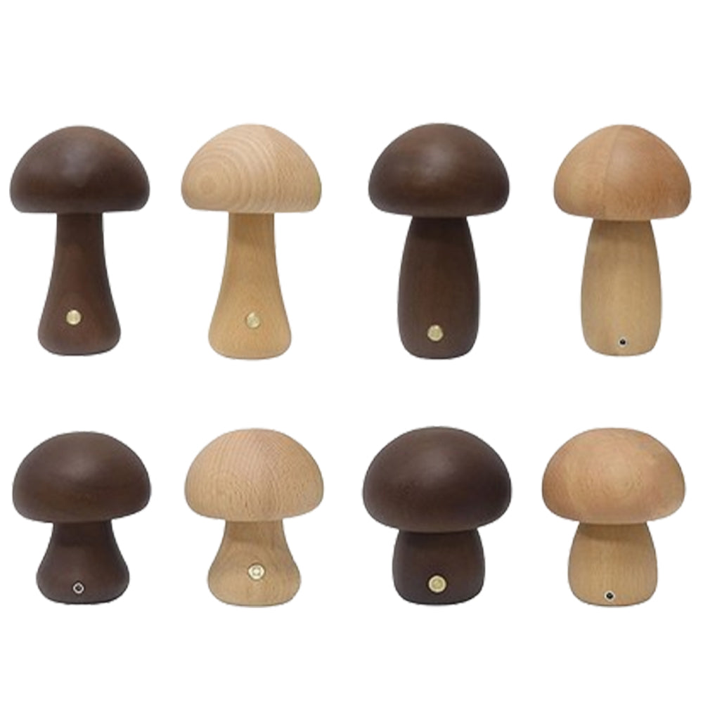 Wooden Mushroom LED Night Light for Bedroom - USB Rechargeable