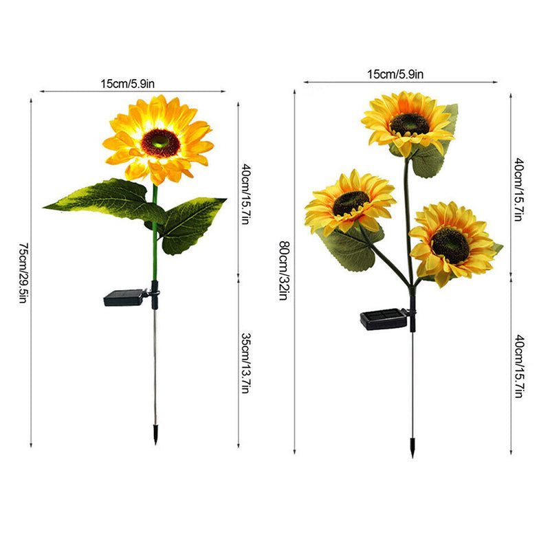 Waterproof LED Solar Sunflower Stake Lights for Garden Déco