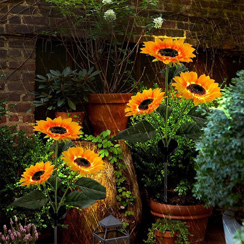 Waterproof LED Solar Sunflower Stake Lights for Garden Déco