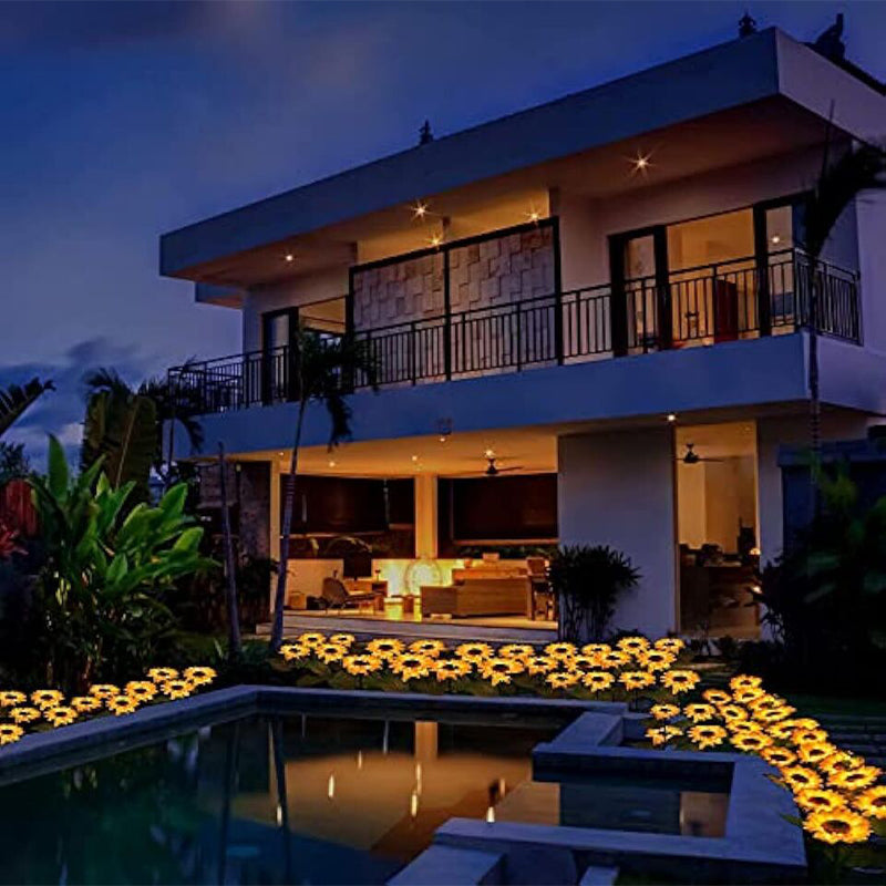 Waterproof LED Solar Sunflower Stake Lights for Garden Déco