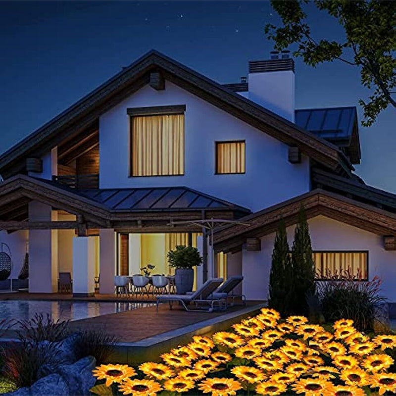 Waterproof LED Solar Sunflower Stake Lights for Garden Déco