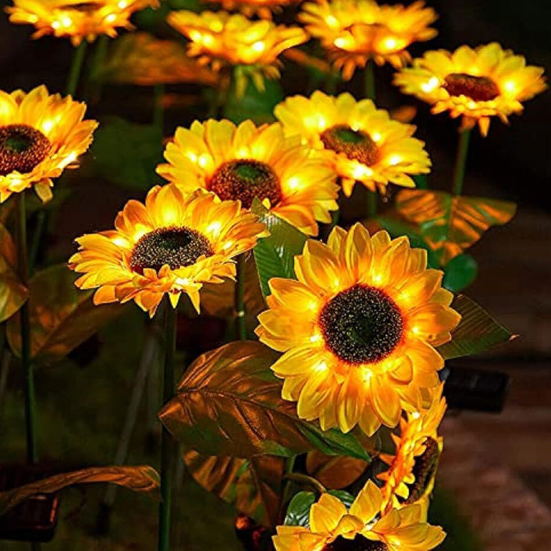 Waterproof LED Solar Sunflower Stake Lights for Garden Déco