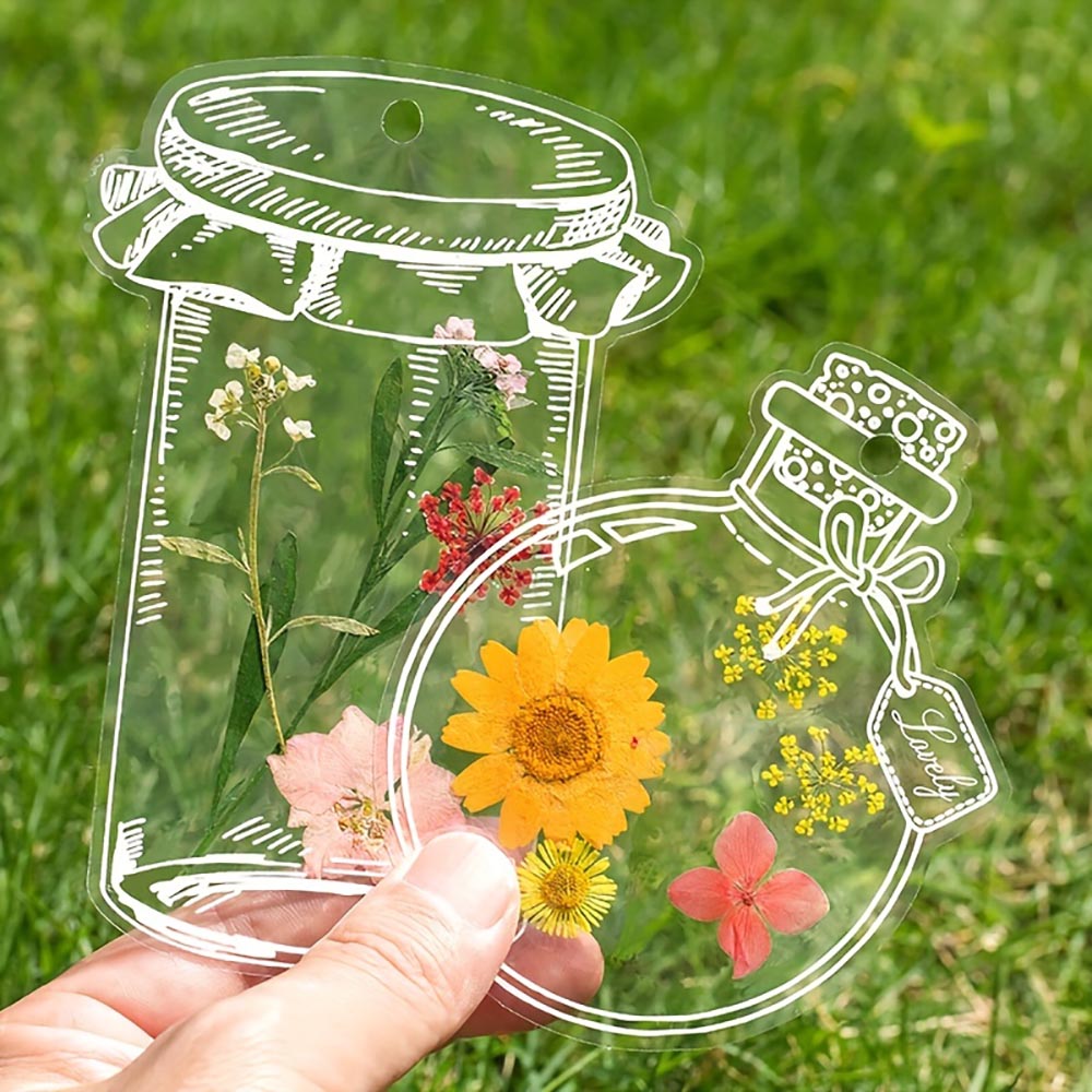 20pcs Handmade Transparent Dried Flower Bookmark