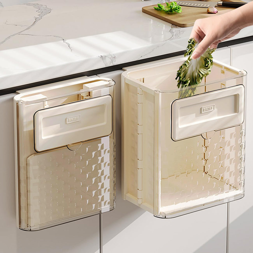 Space-Saving Hanging Collapsible Trash Can for Kitchen