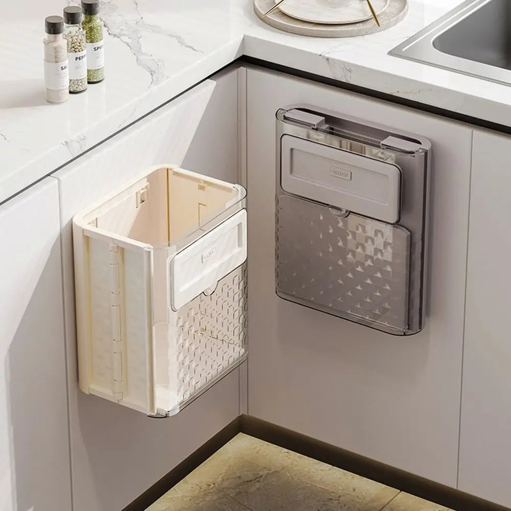 Space-Saving Hanging Collapsible Trash Can for Kitchen