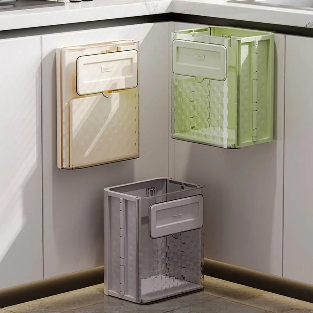 Space-Saving Hanging Collapsible Trash Can for Kitchen