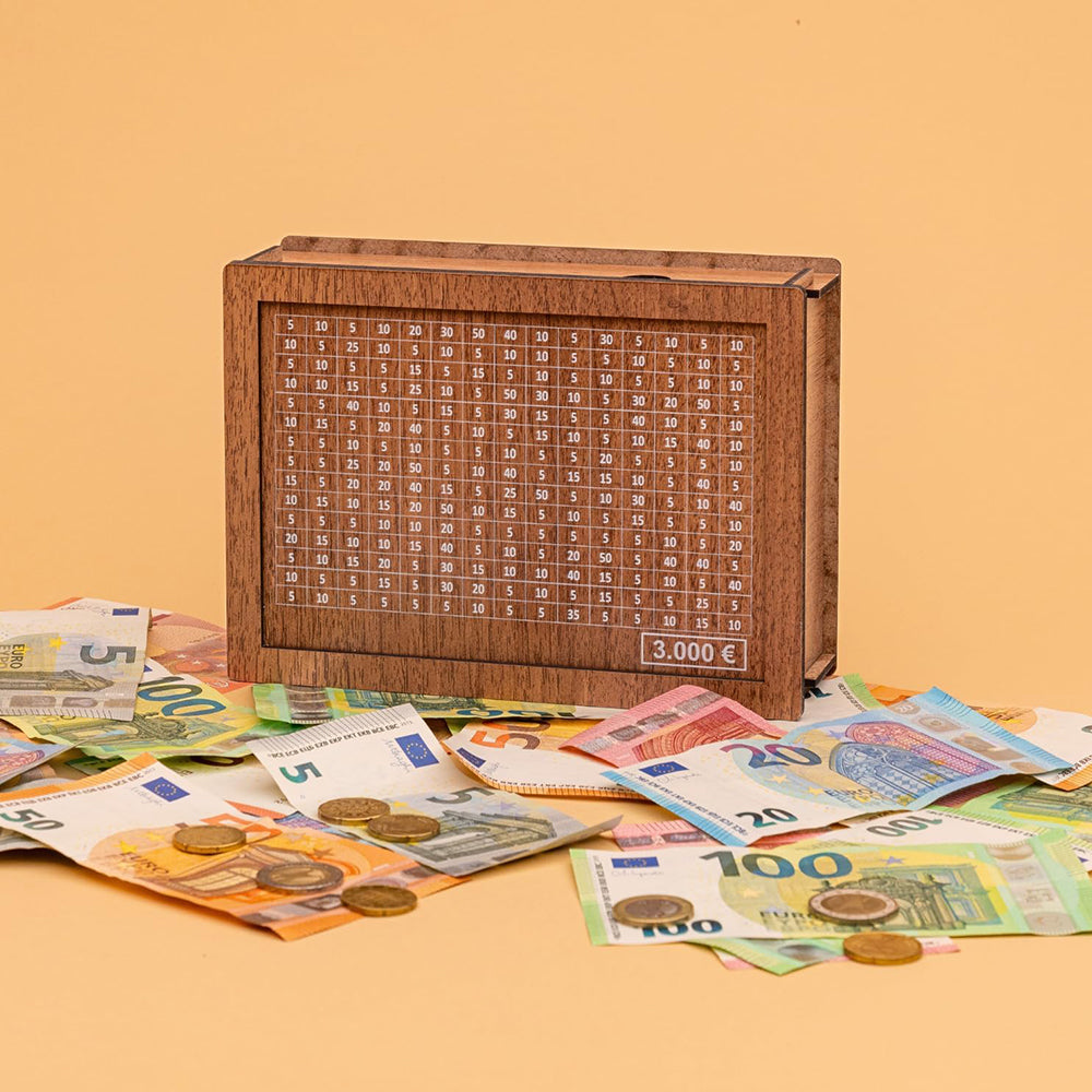 Large Capacity Wooden Piggy Bank Cash Box with Counter - Suitable for EURO