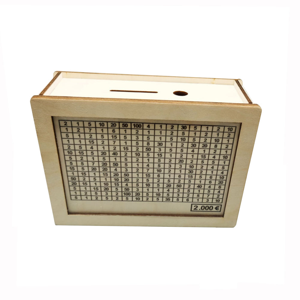 Large Capacity Wooden Piggy Bank Cash Box with Counter - Suitable for EURO
