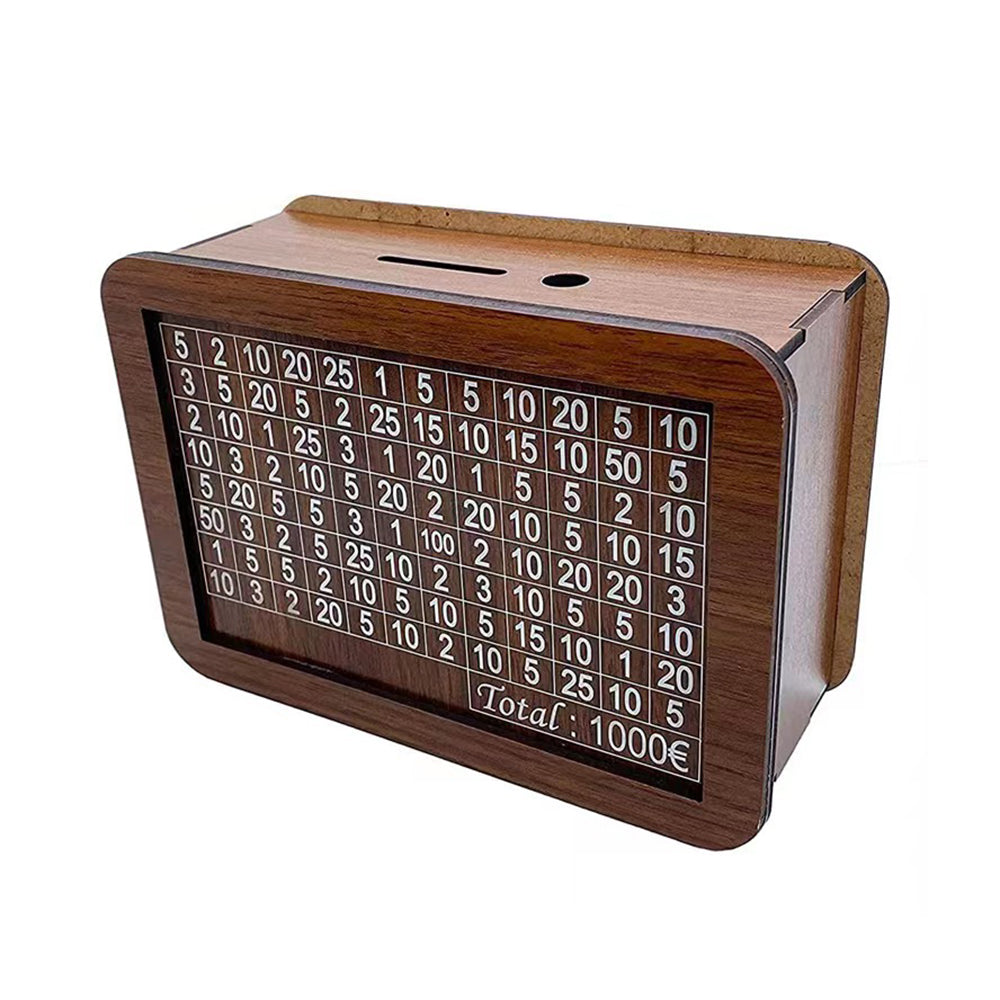 Large Capacity Wooden Piggy Bank Cash Box with Counter - Suitable for EURO