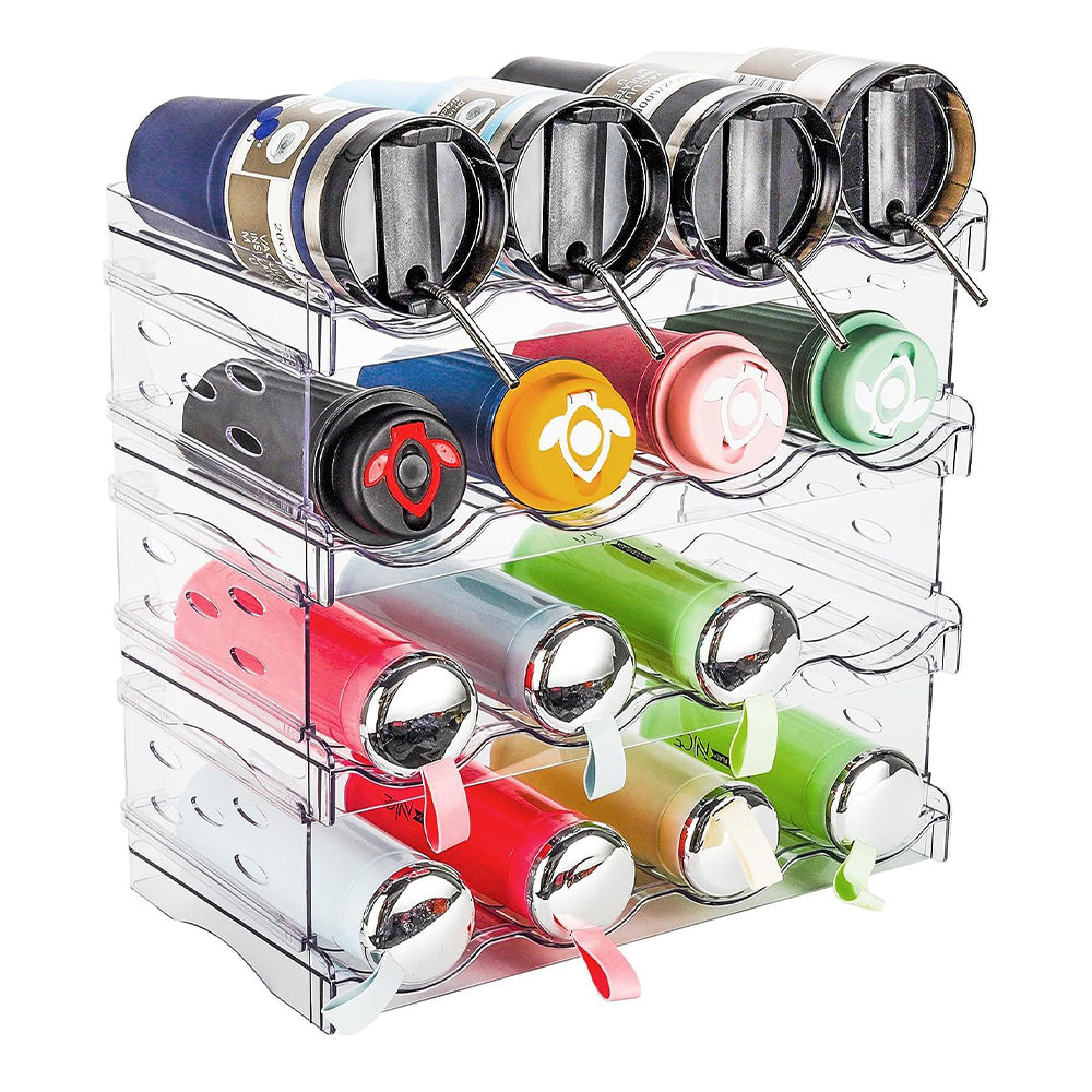 Space-Saving Tire Stackable Water Bottle Organizer Rack - Holds 6/8/12/16 Bottles Securely