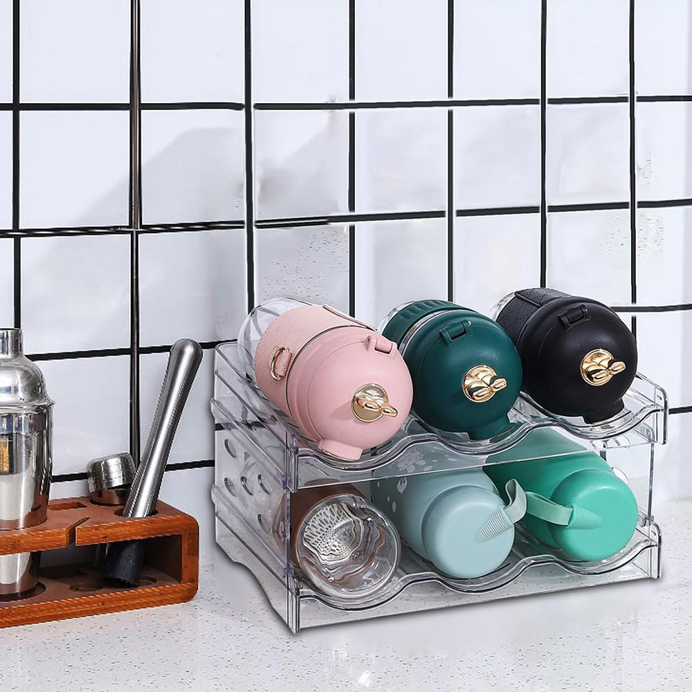 Space-Saving Tire Stackable Water Bottle Organizer Rack - Holds 6/8/12/16 Bottles Securely