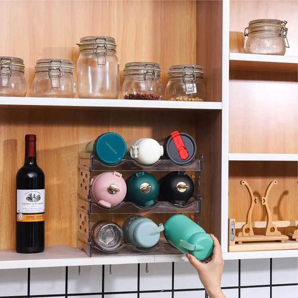 Space-Saving Tire Stackable Water Bottle Organizer Rack - Holds 6/8/12/16 Bottles Securely