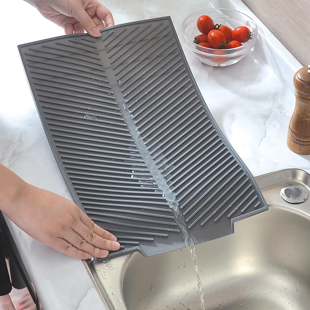 Silicon Dish Drying Mat with Drain Lip in 3 Sizes