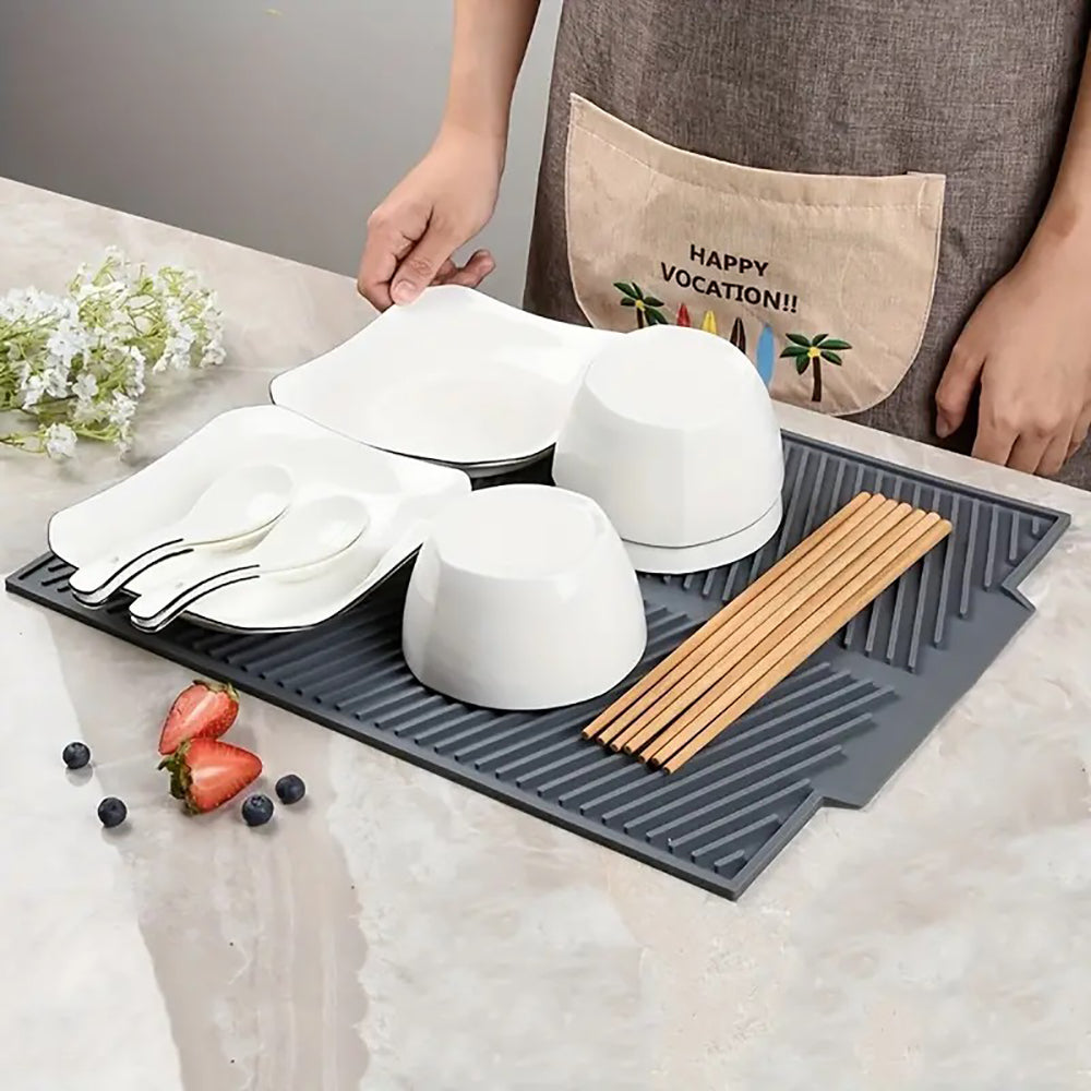 Silicon Dish Drying Mat with Drain Lip in 3 Sizes