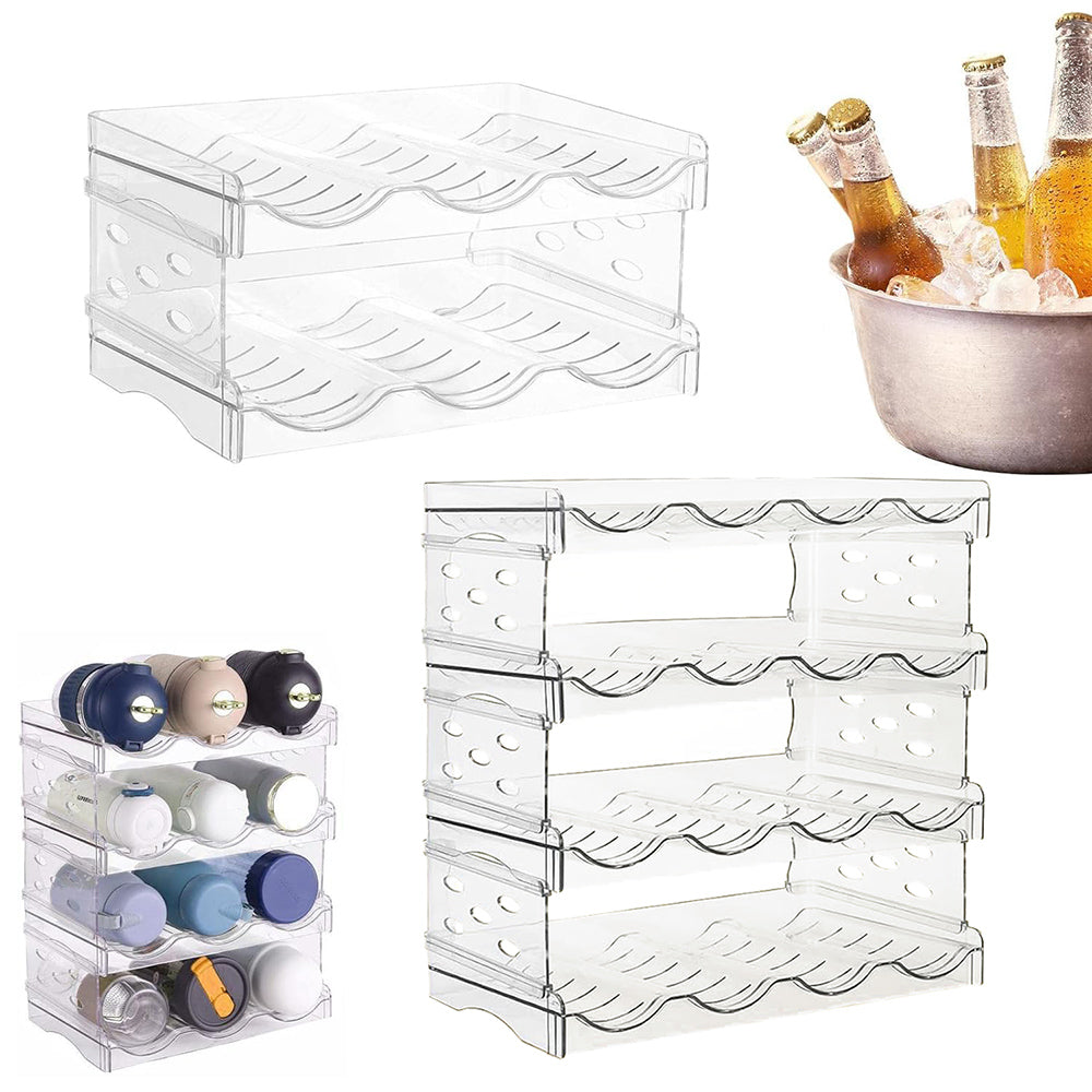 Space-Saving Tire Stackable Water Bottle Organizer Rack - Holds 6/8/12/16 Bottles Securely