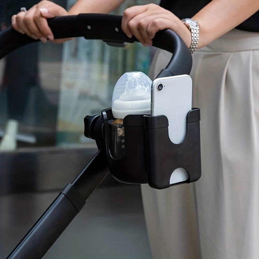 Convenient 2-in-1 Stroller Cup and Phone Holder for On-the-Go Parenting