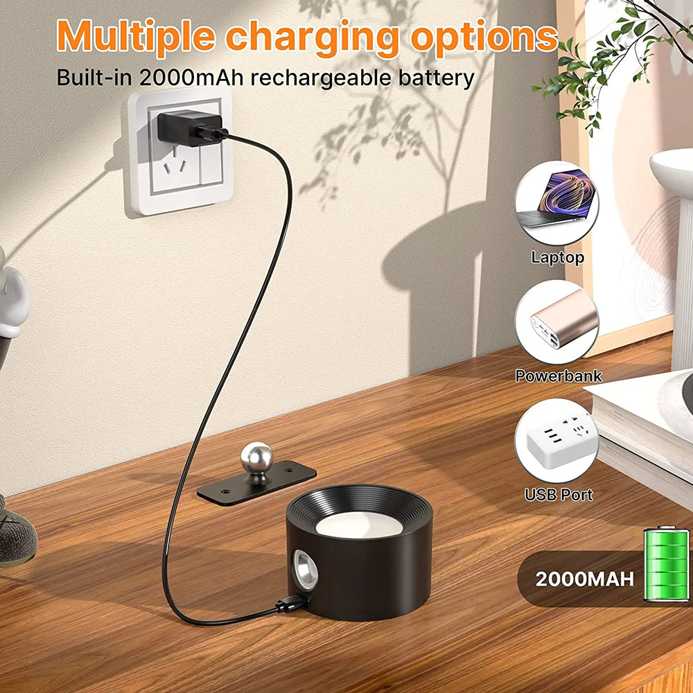 360° Rotatable Dimmable Touch Control Magnetic Ball Light LED Wall Sconce - USB Rechargeable