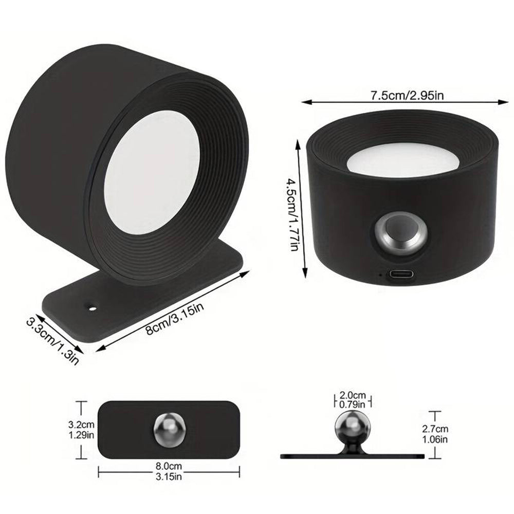 360° Rotatable Dimmable Touch Control Magnetic Ball Light LED Wall Sconce - USB Rechargeable
