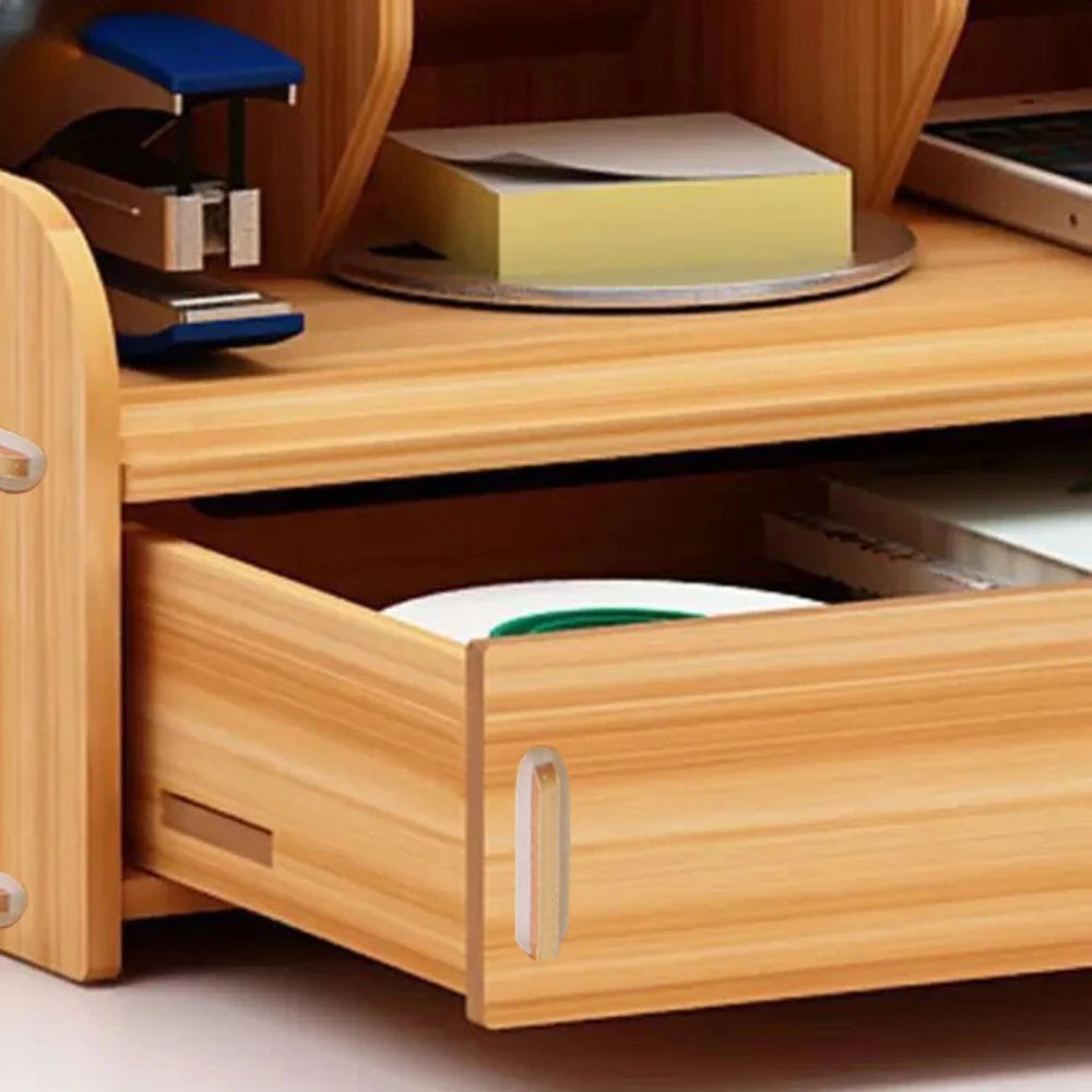 Wooden Desk Organizer Student Stationery Storage Box