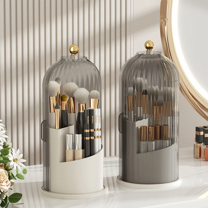 360° Rotating Makeup Organizer with Lid