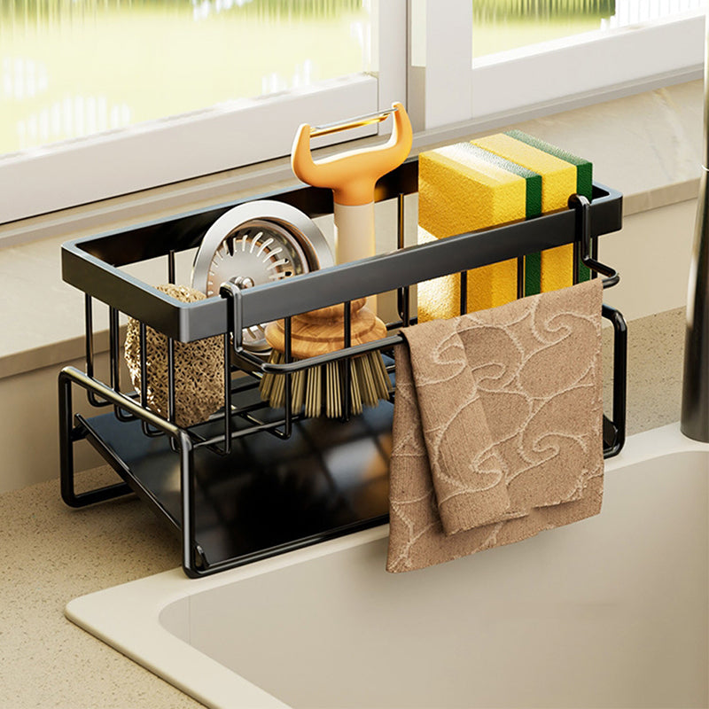 Multi-Functional Stainless Steel Sink Organizer with Drain Rack