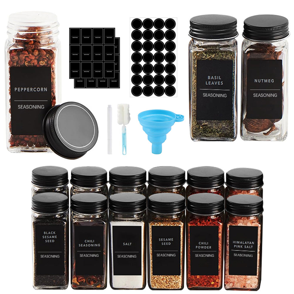 STORFEX 24-Pack 120ml Glass Spice Jars with Labels