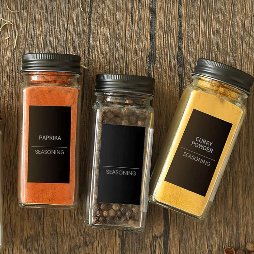 STORFEX 24-Pack 120ml Glass Spice Jars with Labels