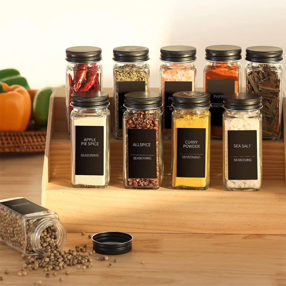 STORFEX 24-Pack 120ml Glass Spice Jars with Labels