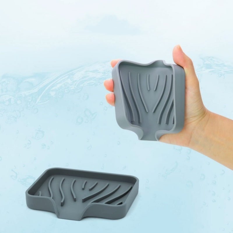 Free Punch Silicone Drain Soap Box Anti-slip Sink Tray