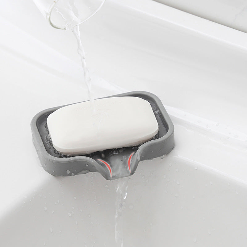 Free Punch Silicone Drain Soap Box Anti-slip Sink Tray