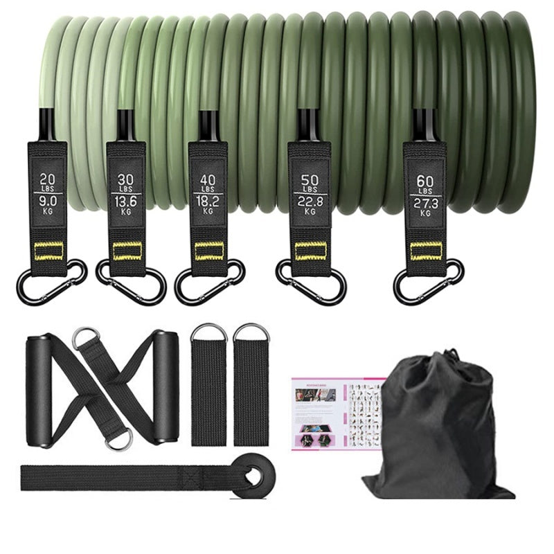 5 Tube Fitness Exercise Resistance Band Set Workout Bands