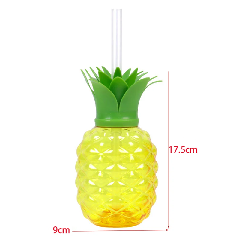 10pcs Plastic Strawberry Pineapple Drinking Cup with Straw
