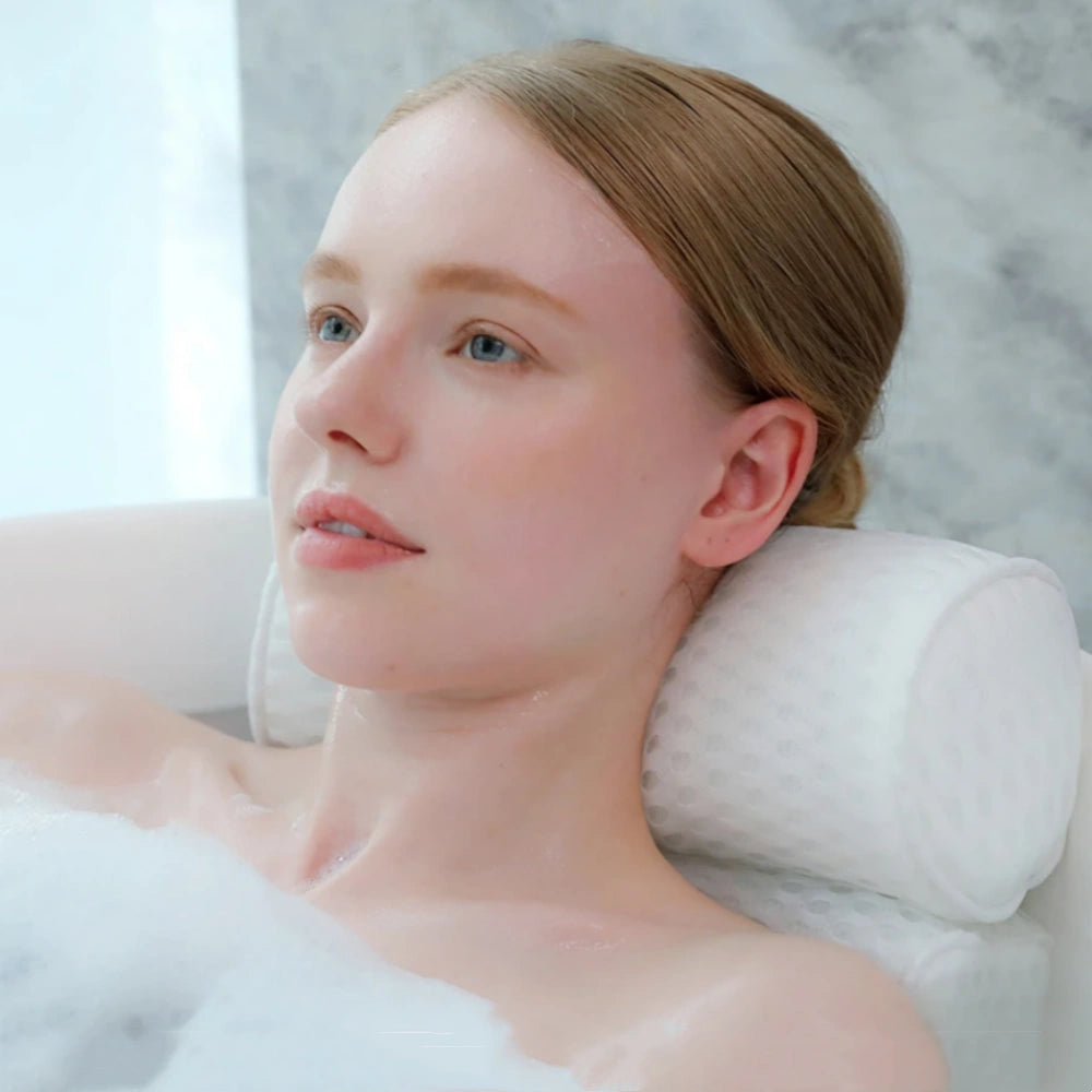 Non-Slip Suction Cups Air Mesh Bath Pillow for Bathtub