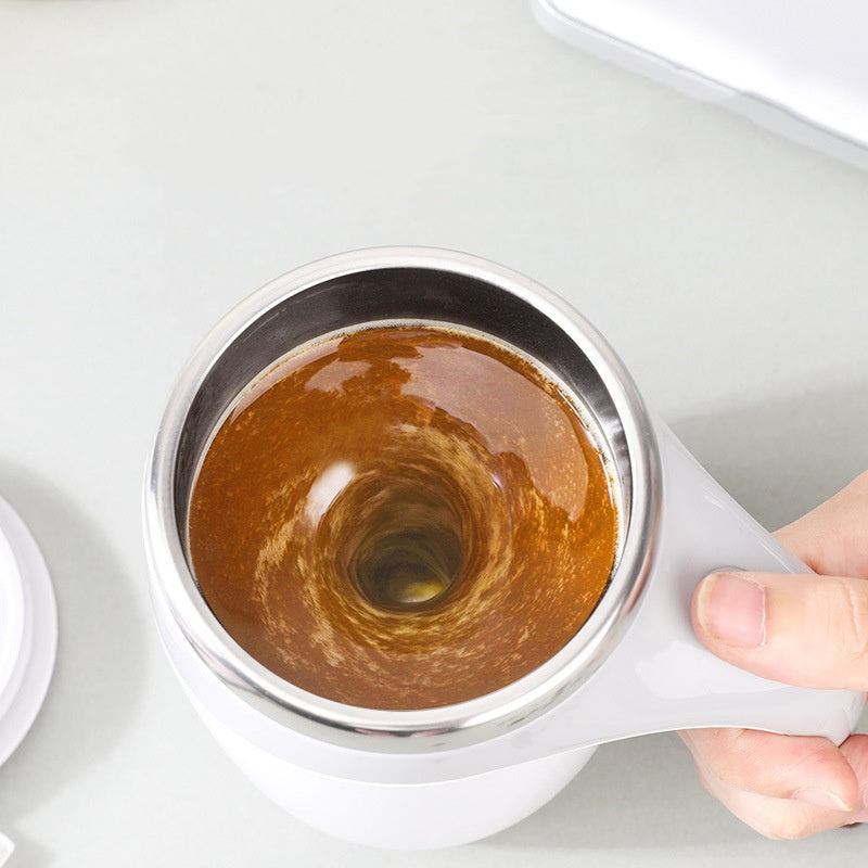Electric Stainless Steel Rotating Stirring Cup Coffee Mug - Rechargeable