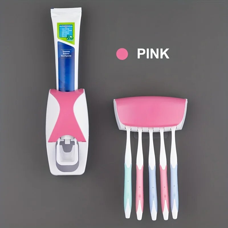 Wall Mounted Toothbrush Storage Rack with Toothpaste Squeezer
