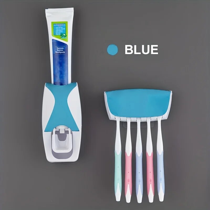 Wall Mounted Toothbrush Storage Rack with Toothpaste Squeezer
