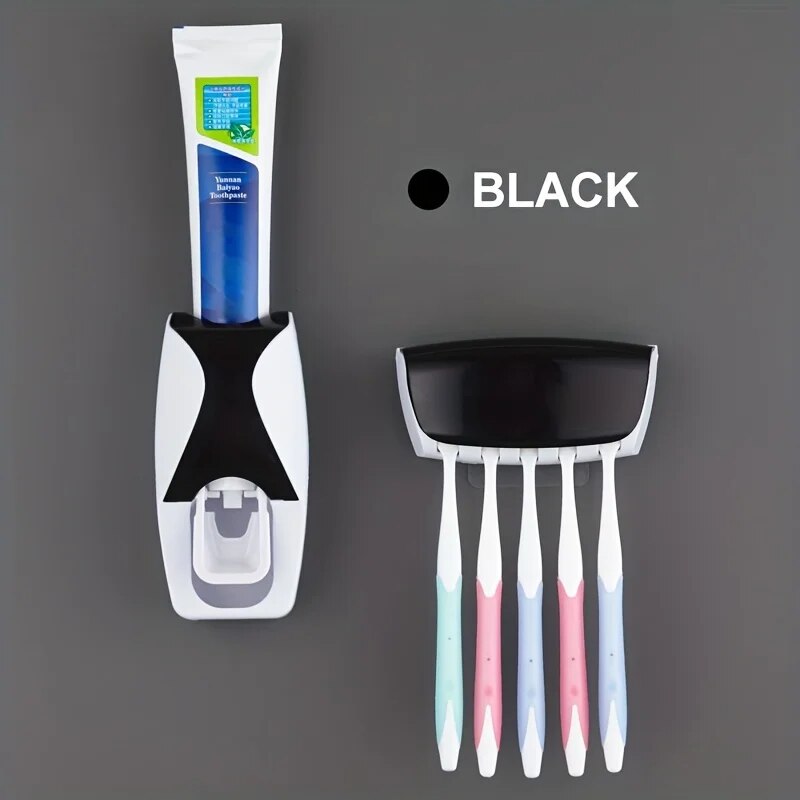 Wall Mounted Toothbrush Storage Rack with Toothpaste Squeezer