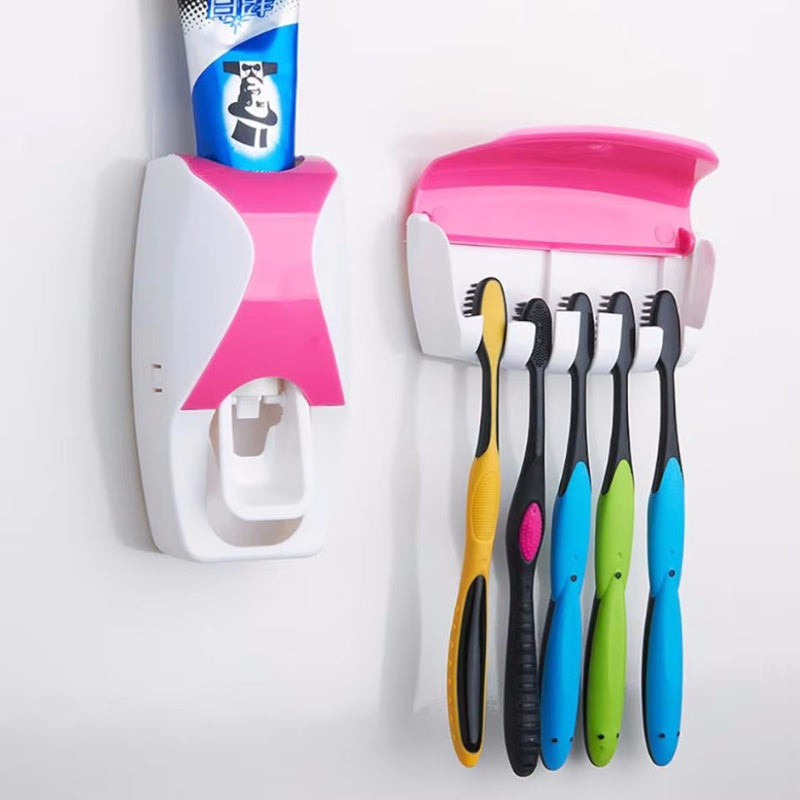 Wall Mounted Toothbrush Storage Rack with Toothpaste Squeezer